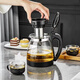 Glass teapot large capacity household teapot heat-resistant tea set kettle tea water separation flower tea filter tea brewing 2000ml black