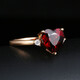 Tingliang Jewelry Heart-shaped 3.6 carat natural garnet ring 18K rose gold set with diamond colored gemstone ring No. 10 to 20 in stock
