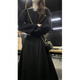 
Oudihui French dress women's autumn 2025 new clothes with a complete set of college-style age-reducing skirt suit Black three-piece set M