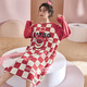 Langsha (langsha) 2025 new long-sleeved plaid nightgown spring and autumn pure cotton thin cotton mid-length skirt pregnant women pajamas for women autumn and winter YW-16863 M