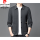 Pierre Cardin spring and autumn new men's wool knitted cardigan middle-aged lapel casual versatile long-sleeved slim jacket daddy gray A32353 L (recommended 115Jin Jin equals 0.5kg -130Jin Jin equals 0.5kg)