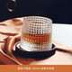 Gata whiskey glass creative rotating cup thickened glass wine glass spirits rotating cup tumbler design glacier drinking glass internet celebrity beverage cup grid pattern 1 piece with base