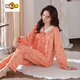 Wanmanduo Pyjamas Frauen Frühlings- und Herbst-Baumwoll-Langarm-Frauen Herbst Baumwolle Dünne Groß- und Winter Französische koreanische Heimkleidung 9889 XL 120-140jin [Jin entspricht 0,5 kg]