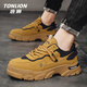 Tonlion Chaussures masculines printemps et d'été Chaussures décontractées à la mode pour hommes Retro Travail Chaussures Mentille Moulonnage Martin chaussures Bottes jaunes Taille 40