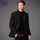 ROMON Woolen Suit Men's Spring and Autumn Business Casual Single Suit Coat Warm Jacket Men XF79 Black 2XL