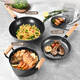 Konbach (KBH) non-stick pot set, frying and frying soup pot, three-piece set, flat bottom, low-smoke wheat rice stone color, great gift, no matter the stove, get a silicone spatula with your order