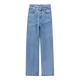 [Qualität neues Produkt] Hipanda Straight Jeans für Frauen im Sommer hoher Taille Doppelknopf lose Schlampenboden mit Breitbeinhose für Frauen dunkelblau m