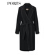
PORTS Women's Clothing Autumn and Winter New Long Sleeve Medium Long Trench Coat LL9T022LWB006 Black M (6)