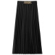 Shandubila autumn and winter elastic waist A-line skirt mid-length pleated skirt black S