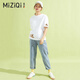 Miziqi Kurzärärmungs-T-Shirt für Frauen cool 2025 Neuer Sommer halbärmelig T-Shirt Lose Version reines Baumwoll-INS Trendy Bär Lazy Style Blue Letter 9898 Big Blue Letter 9899 Aprikottenfarbe 2xl 130-150jin [Jin gleich 0,5 kg]