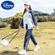 Disney (Disney) Girls Spring and Autumn Suit Set 2024 New Big Children's Women's Clothing Fashionable Sports Two-Piece Set Children's Girls Autumn Clothes BQ1396 Black [Coat + Pants] 110cm