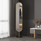 Chuangjiang Miroir de mise au plancher de style nordique pour chambre à coucher étroite côté habillage tridimensionnel miroir de miroir de miroir à corps complet moderne pour fille en plein air (cadre doré + pierre blanche)