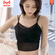 MiiOW Lace Camisole Female Beauty Back Wrapped Bottoming Top with Anti-exposure Tube Bra Underwear Summer Internet Celebrities Comfortable Black One Size (80Jin Jin is equal to 0.5kg -115Jin Jin is equal to 0.5kg)
