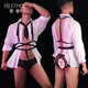 Feimu role-playing sexy pajamas for men, exclusive couples stimulation uniform, temptation thong, three-point sexy pajamas, men's uniform + black plaid underwear