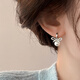 Yichan Japanese and Korean rhinestone bow imitation pearl earrings for women high-end earrings 2025 new hot style niche temperament earrings rhinestone silver bow pearl earrings