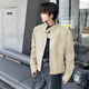 Poum American Retro Motorradanzug Leder Jacke Männer Frühling Mode hübsche Jacke Lose Casual Modemarkjacke Männer Qyrj-G141 Brown XL