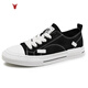 California Bull Brand Men's Shoes New Summer Casual Low-top Canvas Shoes Lightweight Breathable Board Shoes Fashion and Trendy Versatile Shoes Men's Black 39