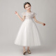 Xiaokayi Nong little girl's fashionable princess dress girl flower girl fluffy gauze children's evening dress host piano performance suit big child white long 130cm