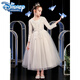 迪士尼（Disney）女童礼服生日儿童钢琴演出服女孩高端花童婚纱晚礼服公主裙主持人 683酒红色网袖【+皇冠】 150cm