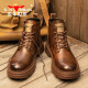 Bull Familie Martin Boots Herren echte Leder Herbst und Winter High-Top British Style Old Retro Work Boots Herren Red Brown 40
