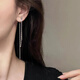 Siree Deluna Hotel IU same style earrings long tassels without piercing ear clips for women with cool feeling and round face high-end earrings silver ear clips