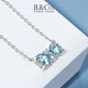 IL&CO Youke Love Girl 18K Gold Natural Aquamarine Necklace Female Butterfly Diamond Gift for Girlfriend Birthday Gift White 18K Gold Aquamarine Necklace
