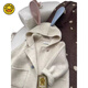
G.DUCKKIDS Girl Thickened Warm Woolen Jacket Baby Winter Korean Style Fashionable and Cute Two-Color Rabbit Ear Hooded Woolen Coat Bei White 90