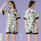 
Ice silk pajamas for women in summer new cute cat summer shorts shorts silky cool home clothing set WLW9226 2XL [recommended 130-145 Jin [Jin equals 0.5 kg]]