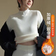 Langsha 25 autumn and winter new product plus velvet thickened knitted bottoming shirt for women half turtleneck small fragrance style inner sweater bottoming top