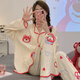 Xuanmulin style pajamas for women in spring and autumn cardigan long sleeves sweet cartoon loose plus size princess style thin home clothes 9207 Dingdang Cat M Recommended 80-100Jin [Jin equals 0.5 kg]