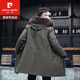 Pierre Cardin mink liner men's fur all-in-one genuine mink coat mid-length Haining whole mink removable fur coat mink liner fur sleeves military green outer cover XXL/180