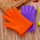 Olodo German silicone anti-scald gloves, high temperature resistant, heat-proof gloves, microwave gloves, oven insulation gloves, non-slip gloves, 2-pack of anti-scald gloves (glare purple)