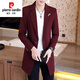 Pierre Cardin windbreaker men's 2024 new mid-length spring and autumn coat casual trendy men's handsome thin spring and autumn day coat burgundy L 170