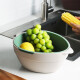 Durable vegetable sink double-layer plastic drain basket living room household fruit plate kitchen oval vegetable basket drain basin drain basket blue + yellow