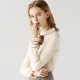 Amy Lian half turtleneck pullover women's autumn new style Internet celebrity loose petal long-sleeved lace-up knitted sweater solid color bottoming shirt apricot S