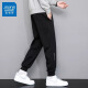 真维斯（Jeanswest）休闲裤子男士夏季百搭潮流宽松束脚裤春秋款冰丝青少年运动卫长裤 8188黑色（束脚) XL （建议110-130斤）