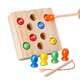 SANGTY children's fishing magnetic toys early education games intelligence boys and girls magnetic set three-dimensional fish box wooden fishing game (solid wood thick bottom B2825)
