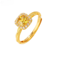 Shixi 999 gold ring female small sugar cube yellow diamond ring for girlfriend imitation gold engagement wedding three gold jewelry