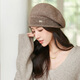 Jimmy Leaf Korean style autumn and winter thick hat for women solid color versatile wool knitted hat new winter warm retro beret black gray
