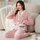 Gebaifen winter coral velvet pajamas for women autumn long-sleeved lapel warm thickened velvet casual home wear sports suit 66948 velvet light pink M (80-100Jin [Jin equals 0.5 kg])