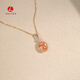 Cold Bamboo Fanta Stone Pendant Oval Diamond Set with Bright Orange Fanta Stone Soda Color Pendant Only