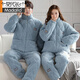 Modal 2025 new couple coral velvet quilted pajamas winter three-layer thickened zipper home clothes for women and men winter style B88003-99003# M (160) Female