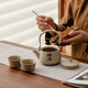 Small set dormitory home coarse ceramic nostalgic Kung Fu tea set one pot two cups tea-making teapot kettle one pot two cups