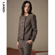 LANDI floral yarn retro high-end wool short suit jacket women's suit suit winter new product coffee floral yarn XL