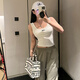 辛皇辣妹字母刺绣露背吊带背心女带胸垫内搭显瘦外穿一体式运动美背棉 两件装【白色+黑色】 均码（85-120斤）