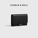 CHARLIE&KELLI CK brand bag for women 2026 new style simple and versatile folding card bag compact wallet birthday gift for women black Beijing warehouse delivery gift bag packaging