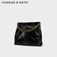 Charles/Keith Mutter-Kind-Kette große Kapazität Streuner Tasche Tasche One-Shoulder Crossbody Body Damenbeutel Geburtstagsgeschenk CK2-40671449 Schwarz L.