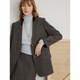 ELLE shopping mall same style 100% sheep wool dark brown suit jacket for women 2024 winter new niche top dark brown S