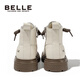 Belle's Children's Shoes Girls Martin Boots Autumn New Single Boots Boys Style British Short Short Boots All-Match Leather Boots Obsidian Black-Single DE3882 28