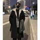 Shelley Jones fake two-piece woolen coat men's mid-length autumn and winter new style detachable hooded loose quilted windbreaker jacket black L recommended 115-140Jin Jin equals 0.5 kg